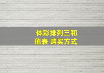 体彩排列三和值表 购买方式